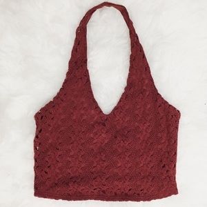 garage over the neck crop top